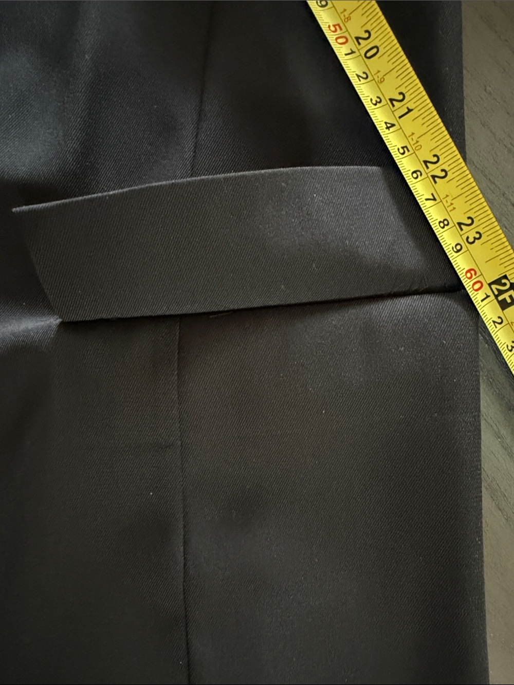 Black Double-Breasted Blazer with Plaid Cuff Trim - Picture 14 of 16